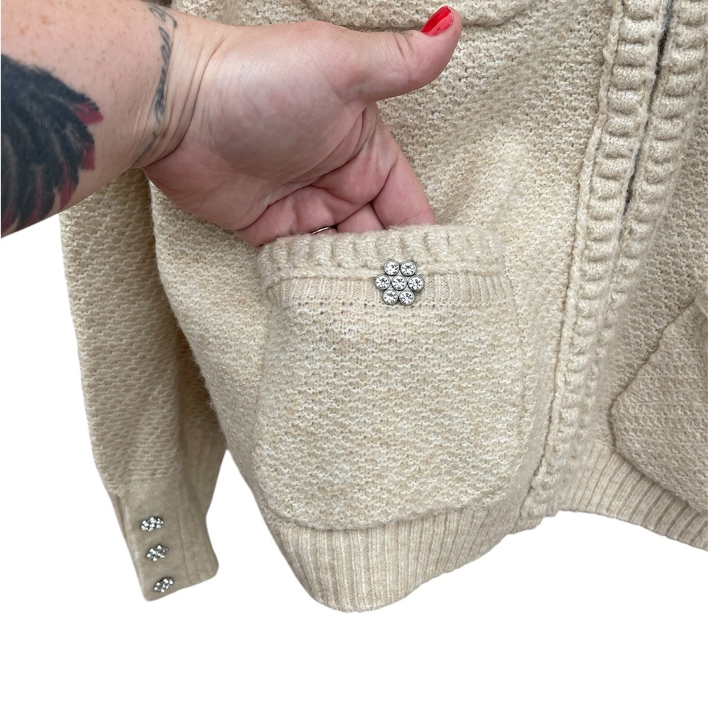 Elie Tahari EH424109 Oatmeal Heather Wool Blend Sweater - Picture 6 of 10